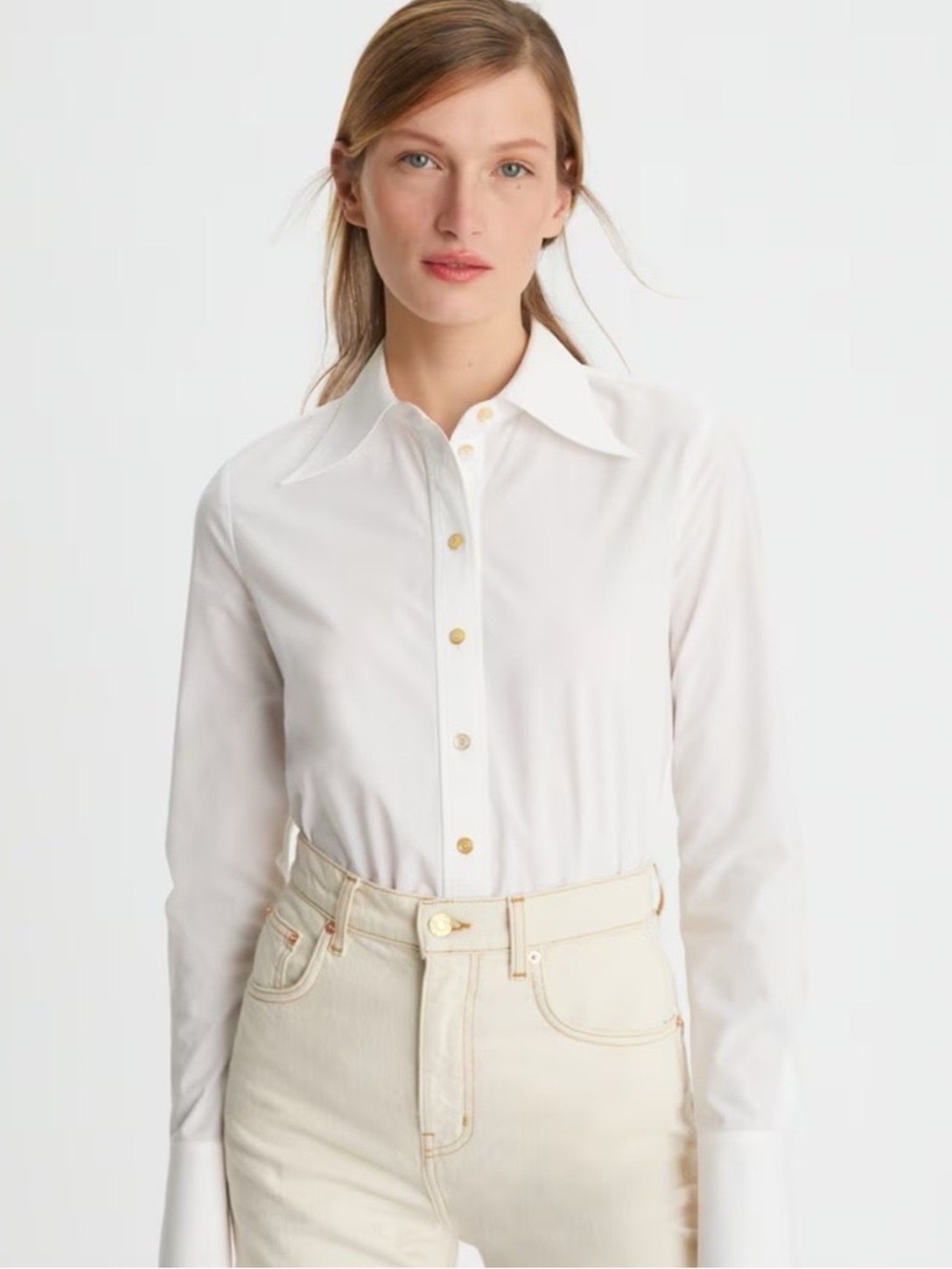 NWT $498 Tory Burch Poplin Shirt In White - Picture 2 of 5